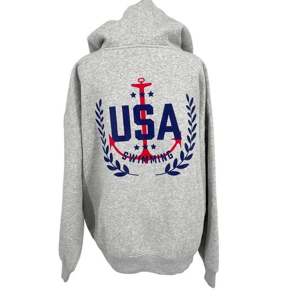 J.Crew Heritage Fleece Hoodie Limited Edition USA Swimming Gray Plus Size 2X - Picture 8 of 11